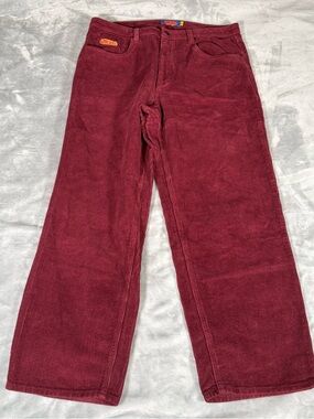 Empyre Corduroy Pants Mens 36x30 Baggy Skater Wide Leg Y2K Style Dark Red
